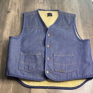 Vintage Roebucks Denim Vest with Sherpa Lining